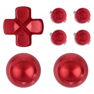 extremerate red aluminum analog thumbsticks & bullet buttons & d-pad replacements kits metal buttons for ps4 slim pro controller