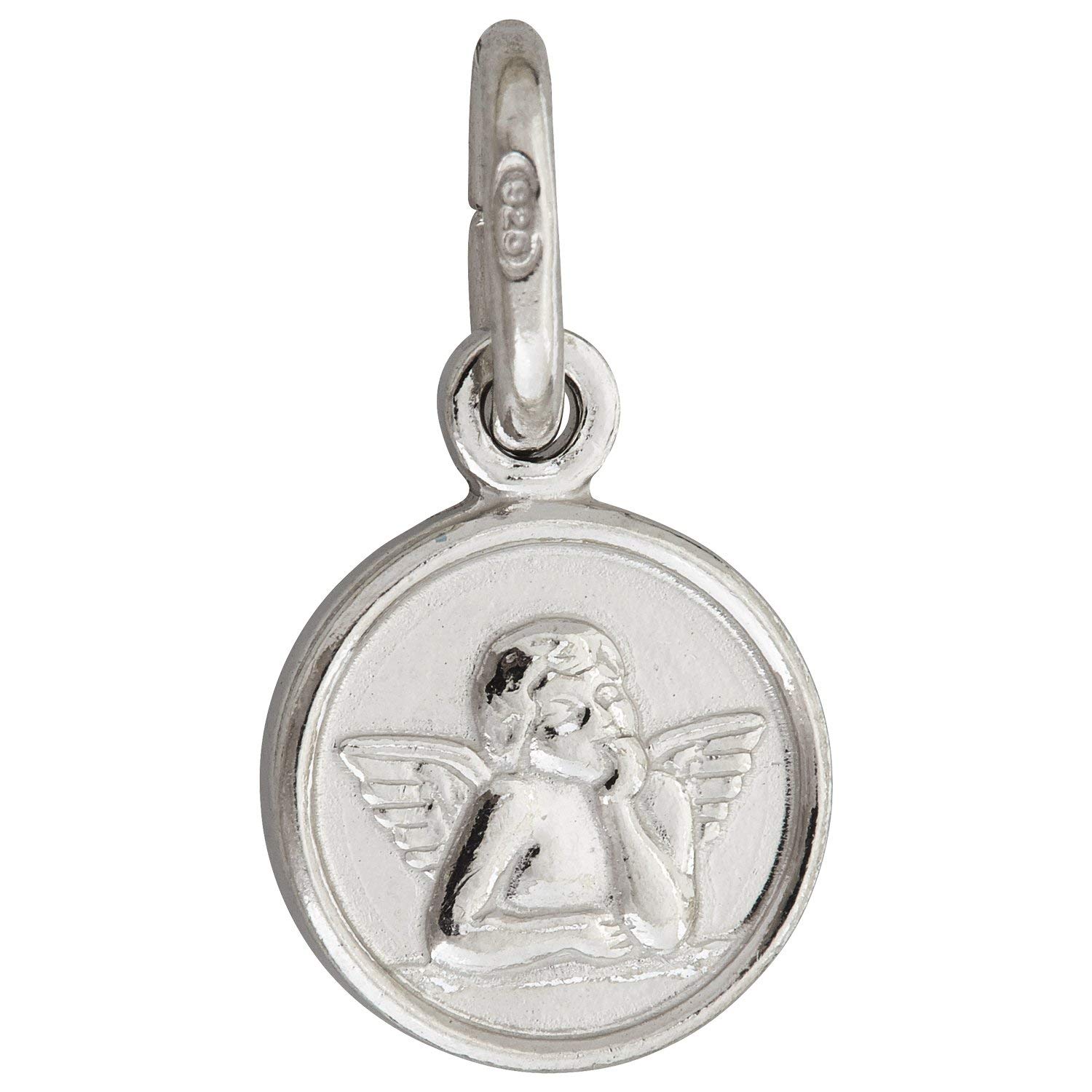 Sterling Silver mm Round Cherub Angel Medal