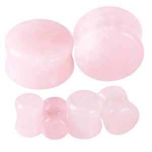 Oyaface 2pcs Stone Ear Gauges Flesh Tunnels Plugs Stretchers Expander Multi-styles 2g-5/8 ((Rose Quartz Stone),5/8"(16mm))