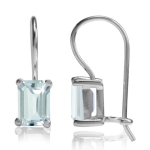 silvershake 1.64ct. 7x5mm genuine octagon shape blue aquamarine 925 sterling silver hook closure earrings