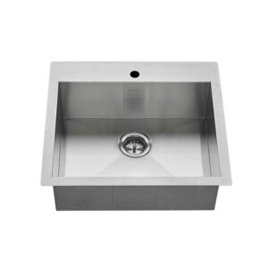 american standard 18sb.9252211.075 edgewater zero radius dual mount 25x22 single bowl w/grid and drain, stainless steel