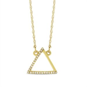 0.10 ct. natural diamond triangle pendant necklace solid 14k yellow gold