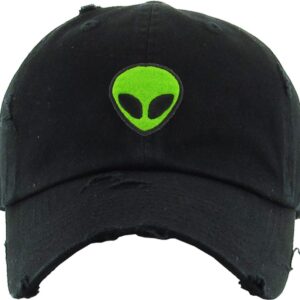 KBETHOS KBSV-042 BLK NASA Spaceship Alien Vintage Dad Hat Baseball Cap Polo Style Adjustable Unisex (One Size, Black Alien Vintage)