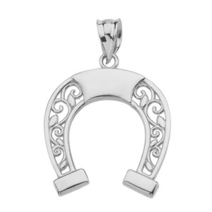 925 sterling silver filigree horseshoe lucky charm pendant