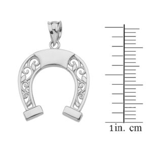 925 Sterling Silver Filigree Horseshoe Lucky Charm Pendant