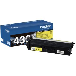 brother genuine high yield toner cartridge, tn433y, replacement yellow toner, page yield up to 4,000 pages, amazon dash replenishment cartridge, tn433