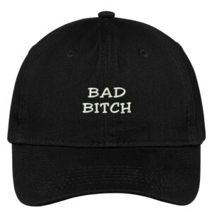 Trendy Apparel Shop Bad Bitch Embroidered 100% Quality Brushed Cotton Baseball Cap - Black