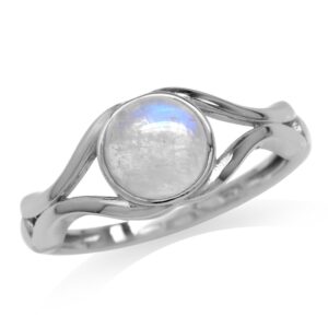 Silvershake June Birthstone Natural Moonstone 925 Sterling Silver Solitaire Ring Size 11