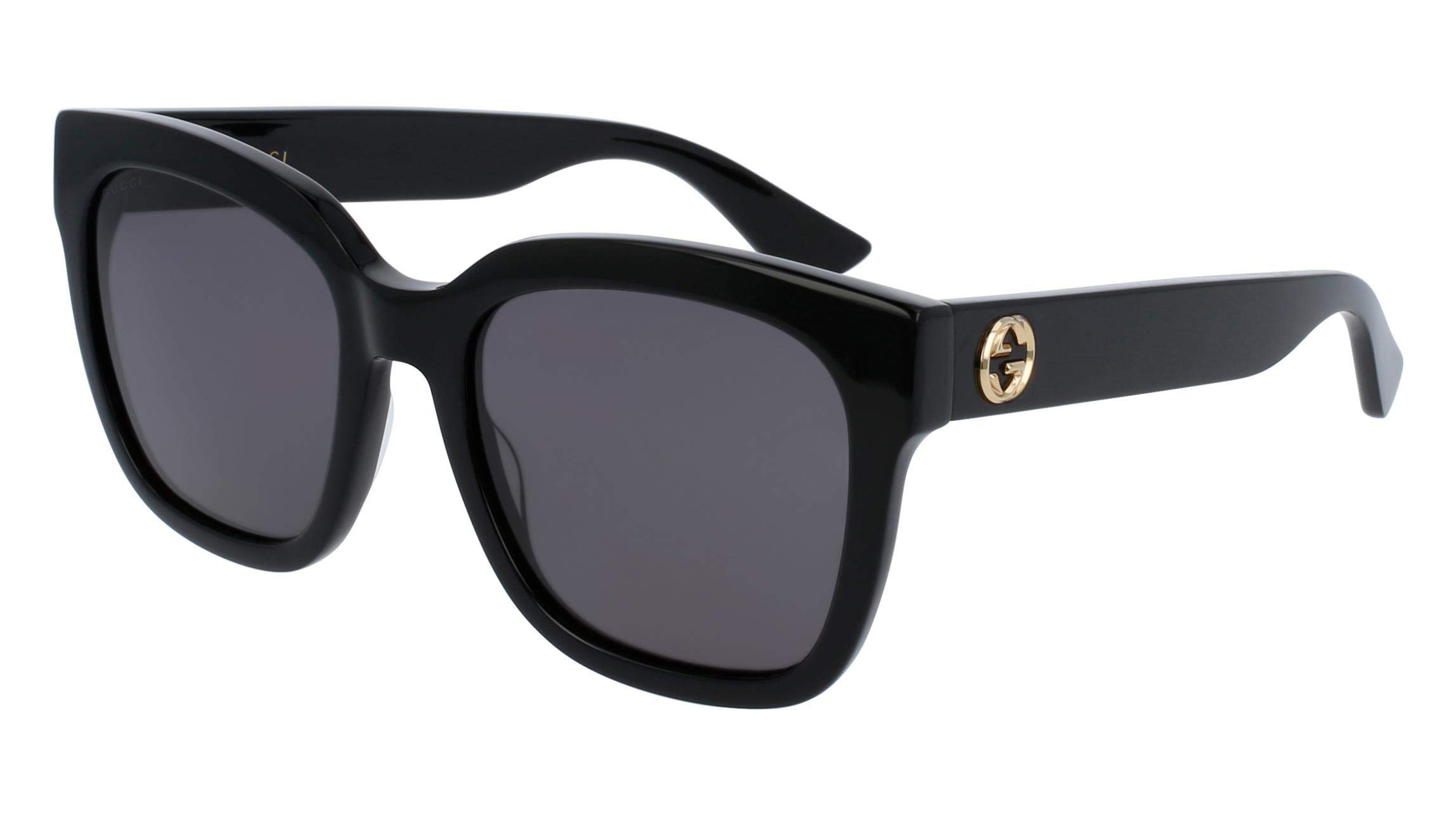 Gucci Women's GG0034S 001 Sunglasses, Black (Black/Grey), 54, Black (Black/Grey)