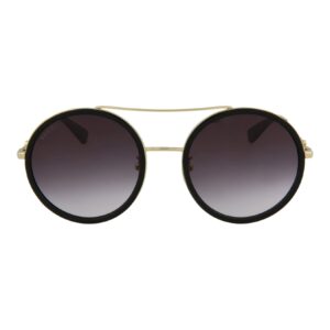 Gucci Casual Rectangular Sunglasses, Gold (Gold/Grey), 56