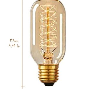 CTKcom T45 25 Watt Vintage Antique Light Bulbs E26 Base(4 Pack)- Antique Dimmable Bulb Spiral Tungsten Equivalent Warm Yellow Lamps for Home Light Fixtures Decorative 110V-130V