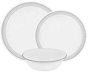 corelle 1127003 mystic gray chip & break resistant 12pc dinner set, service for 4, grey, 27.94 x 12.38 x 26.67 cm