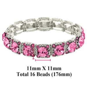 Falari Crystal Stretch Bracelet Wedding Bracelet (Rose Pink)