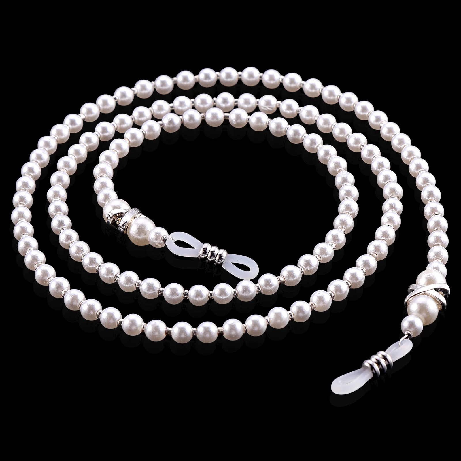 OCR White Pearl Beaded Eyeglass Chain , Eyewear Sunglasses Cord Neck Strap Holder