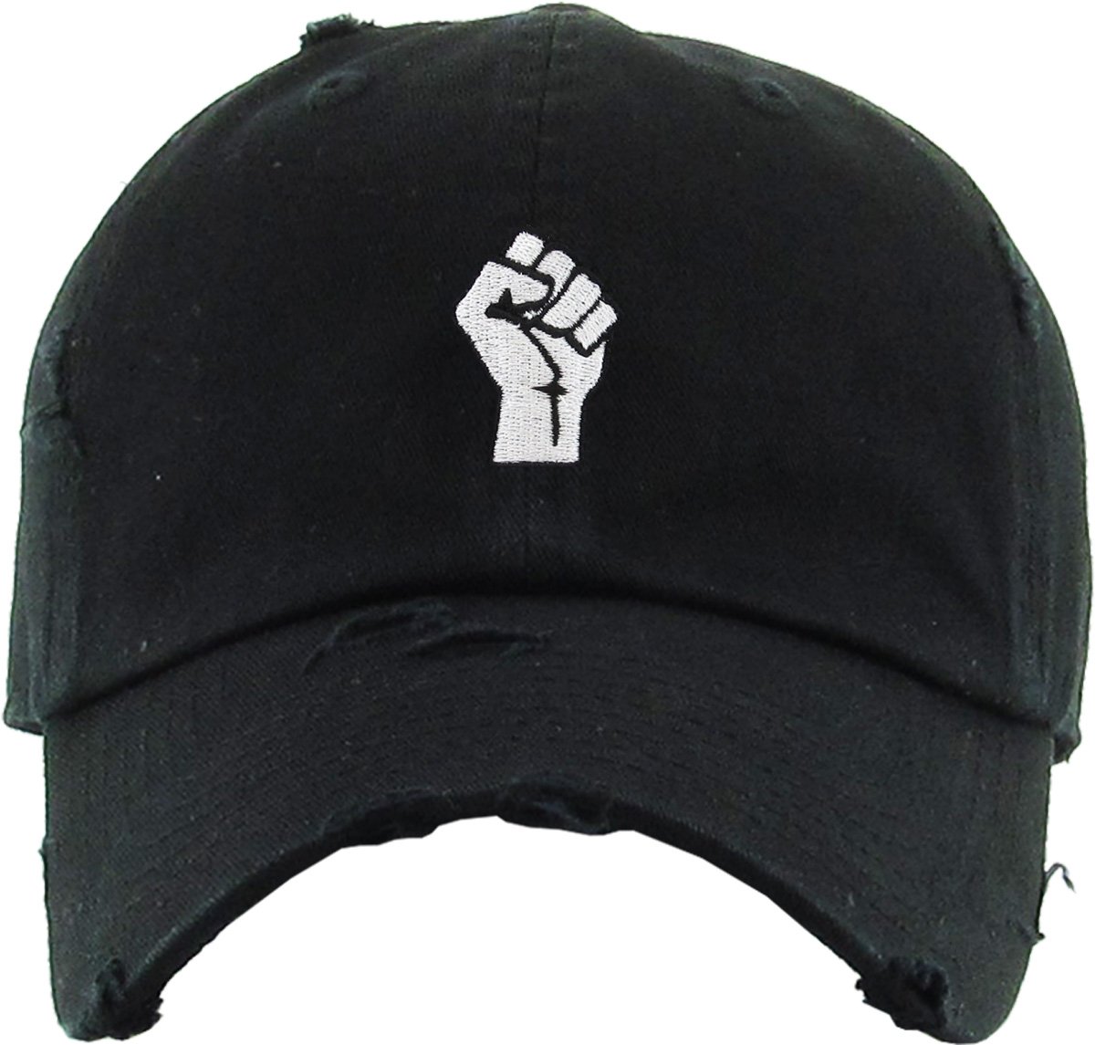 KBETHOS KBSV-046 BLK Black History Month Fist Black Power Fight Vintage Distressed Baseball Cap (One Size)