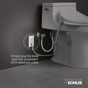 KOHLER 4108-96 PureWash E750 Elongated Electric Bidet Toilet Seat with Remote Control, Bidet Warm Water with Dryer for Existing Toilets, Biscuit