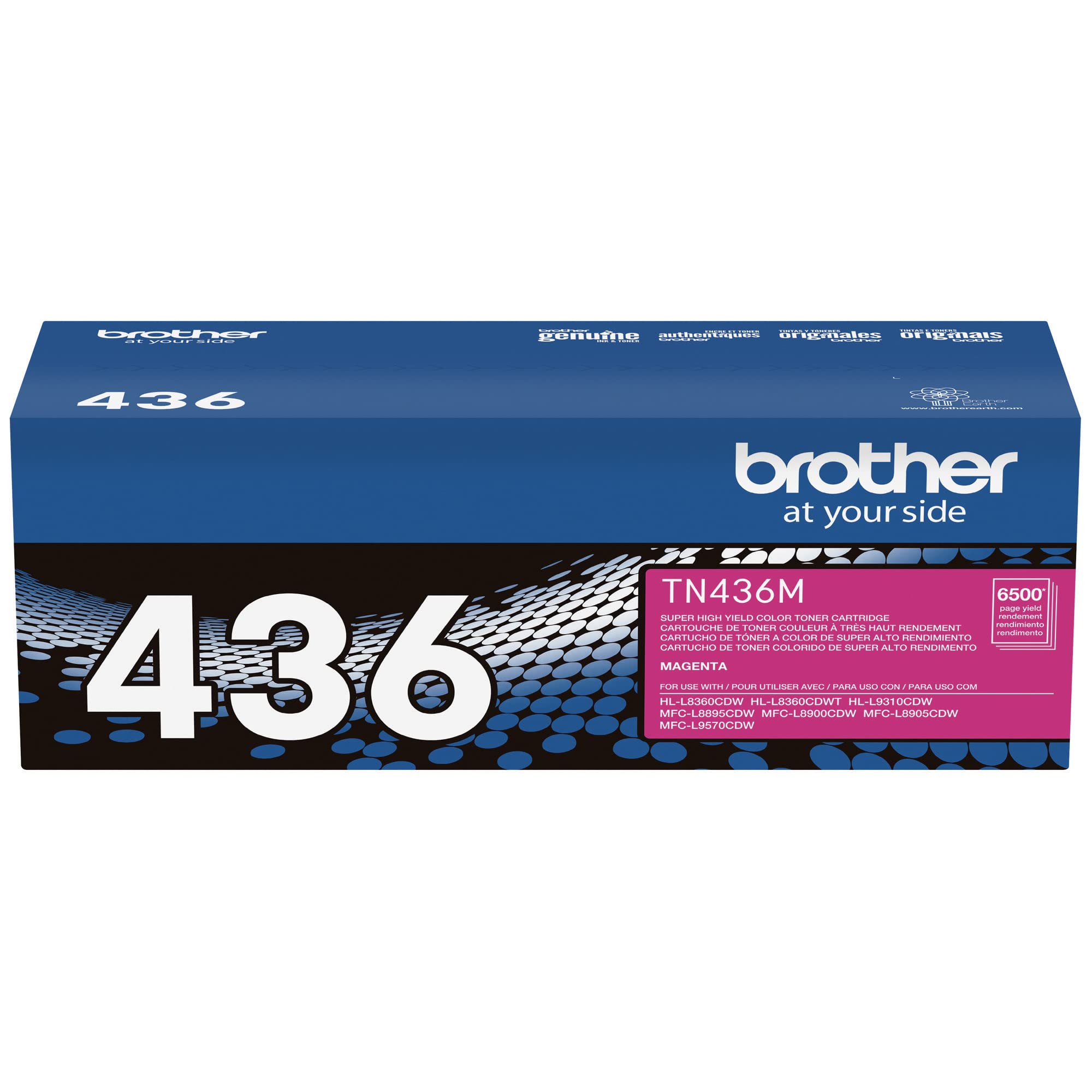 Brother Genuine Super High Yield Toner Cartridge, TN436M, Replacement Magenta Toner, Page Yield Up to 6,500 Pages, Amazon Dash Replenishment Cartridge, TN436