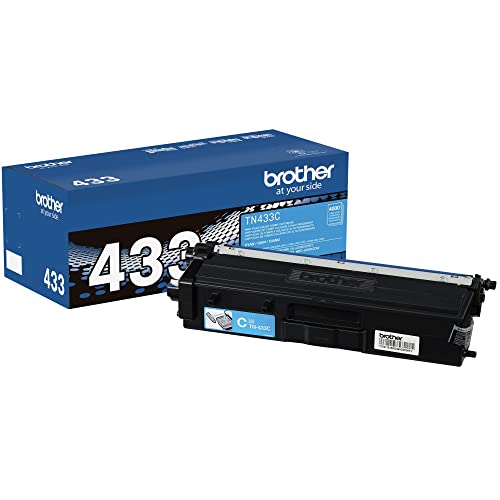 Brother Genuine High Yield Toner Cartridge, TN433C, Replacement Cyan Toner, Page Yield Up to 4,000 Pages, Amazon Dash Replenishment Cartridge, TN433, 1 Size