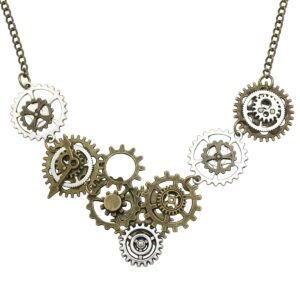 rechicgu style a watch clock clockwork hand gear cog steampunk necklace vintage gold and silver