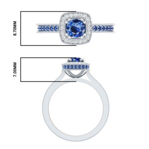 Demira Jewels 0.10 cttw Diamond Solid 14k White Gold Wedding Engagement Ring W/Simulated Blue Sapphire 8