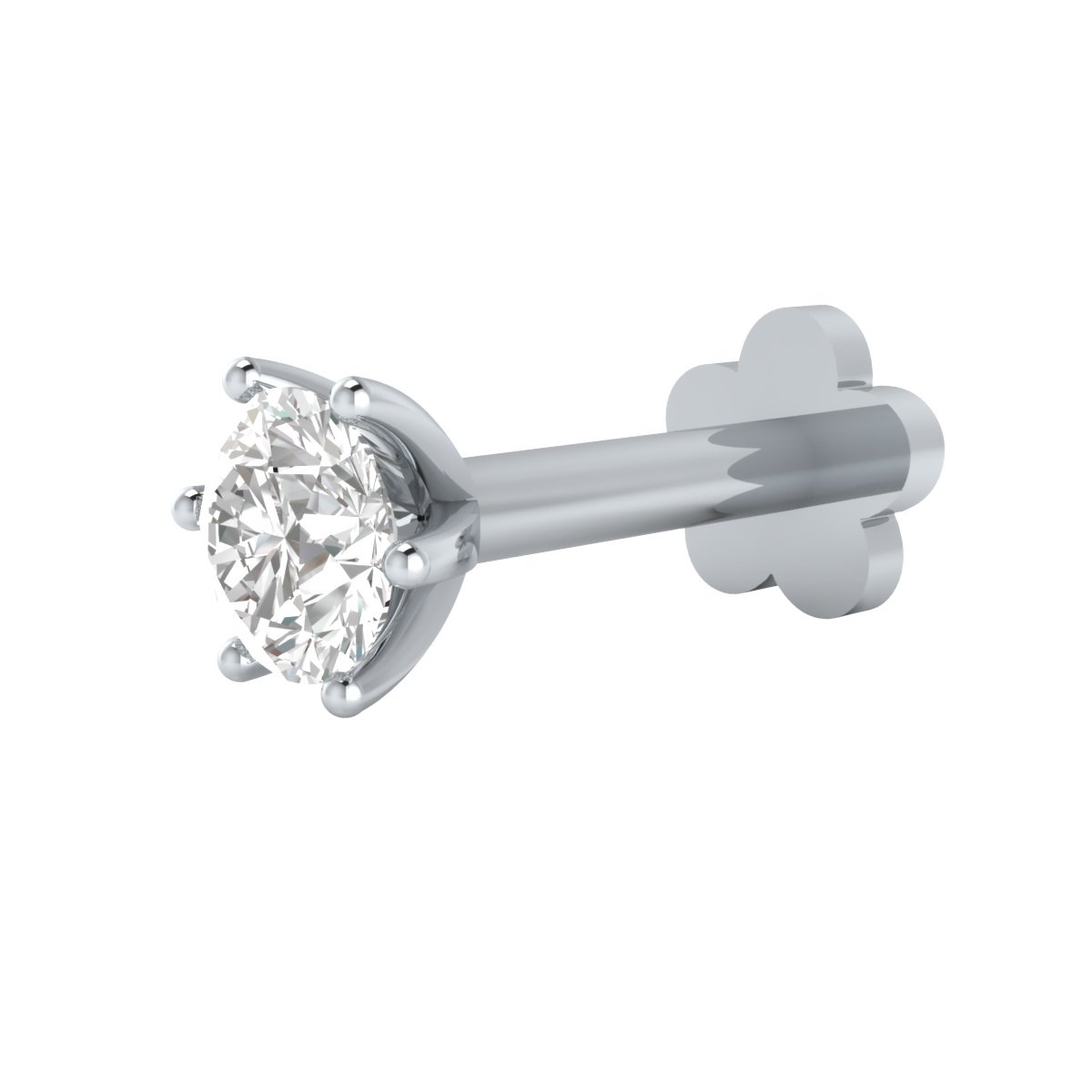 Demira Jewels 1/10 ct IGI Certified Diamond Nosepin/Lip Labret/Monroe Ring - Handcrafted in 14K White Gold, 6mm Post Length, Kimberley Process Compliant