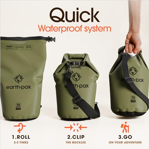 Earth Pak Waterproof Dry Bag - Roll Top Waterproof Backpack Sack Keeps Gear Dry for Kayak with Waterproof Phone Case