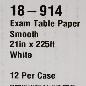 McKesson Exam Table Paper, Smooth, White, 21 in x 225 ft, 12 Count