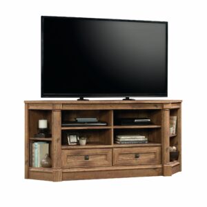 Sauder Palladia Corner Entertainment Credenza, For TVs up to 60", Vintage Oak Finish