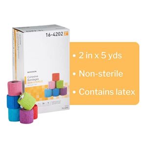 McKesson Elastic Self Adherent Cohesive Bandage, Multi-Color, Non-Sterile, 2 in x 5 yds, 1 Count, 36 Packs, 36 Total