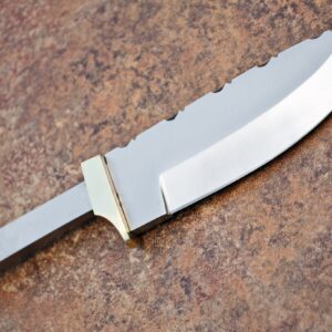 Whole Earth Supply Drop Point D2 D-2 Steel Partial/Hidden Tang Knife Blank +Brass Finger Guard for Custom Making Knives Blade Blades Blanks Hunting