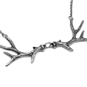 Deer Antler Choker Necklace in Pewter