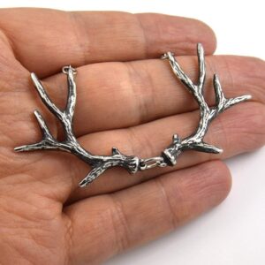 Deer Antler Choker Necklace in Pewter