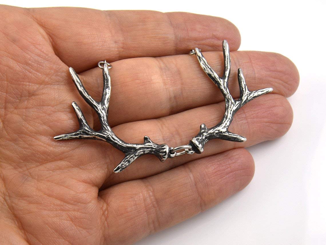 Deer Antler Choker Necklace in Pewter