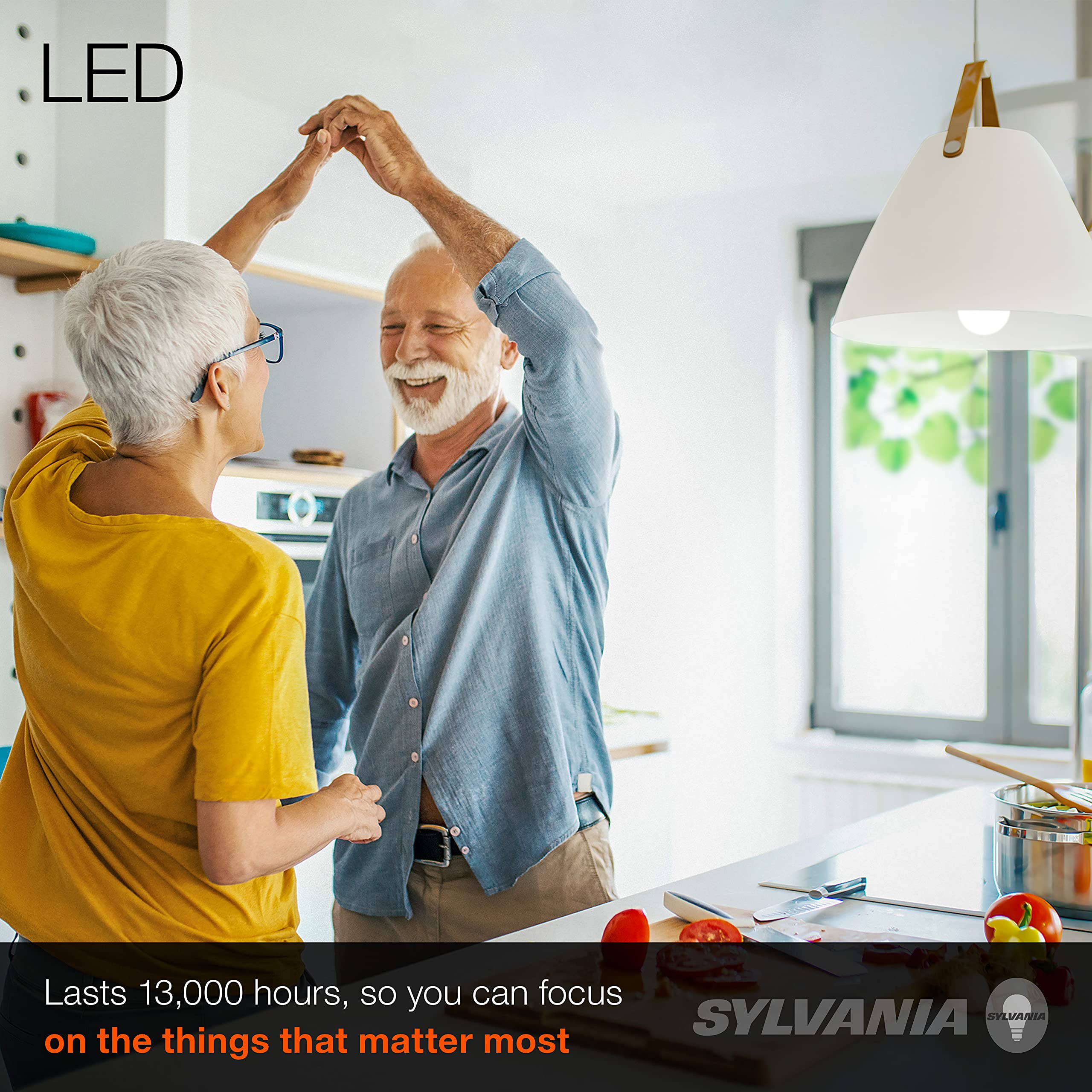 SYLVANIA Ultra LED A19 Light Bulb, 60W Equivalent, Efficient 9W, 13 Year, 800 Lumens, Dimmable, Clear, Medium Base, 5000K, Daylight - 4 Pack (78040)