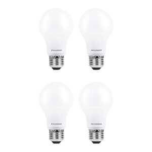 SYLVANIA Ultra LED A19 Light Bulb, 60W Equivalent, Efficient 9W, 13 Year, 800 Lumens, Dimmable, Clear, Medium Base, 5000K, Daylight - 4 Pack (78040)