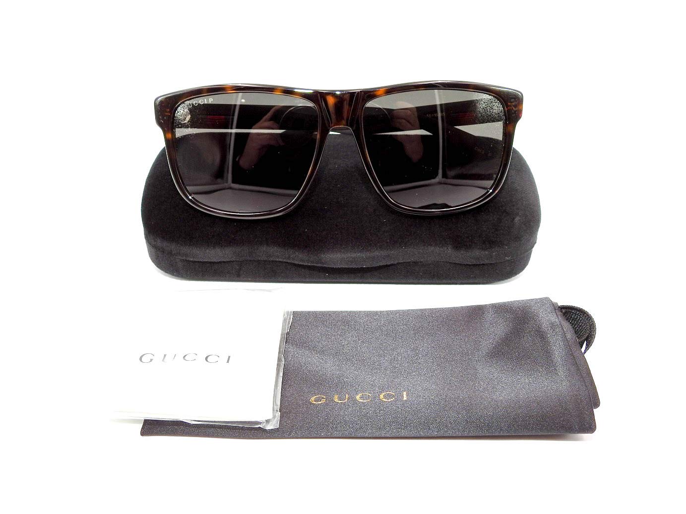 Gucci Polarized Grey Square Men's Sunglasses GG0010S 003 58