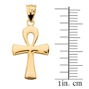 Polished 10k Yellow Gold Egyptian Ankh Cross Charm Pendant