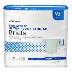 McKesson Bariatric Ultra Plus Stretch Briefs, Incontinence, Adult Unisex, Heavy Absorbency, 2XL / 3XL, 20 Count, 4 Packs, 80 Total