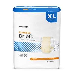 McKesson Classic Briefs, Incontinence, Light Absorbency, XL, 15 Count, 4 Packs, 60 Total