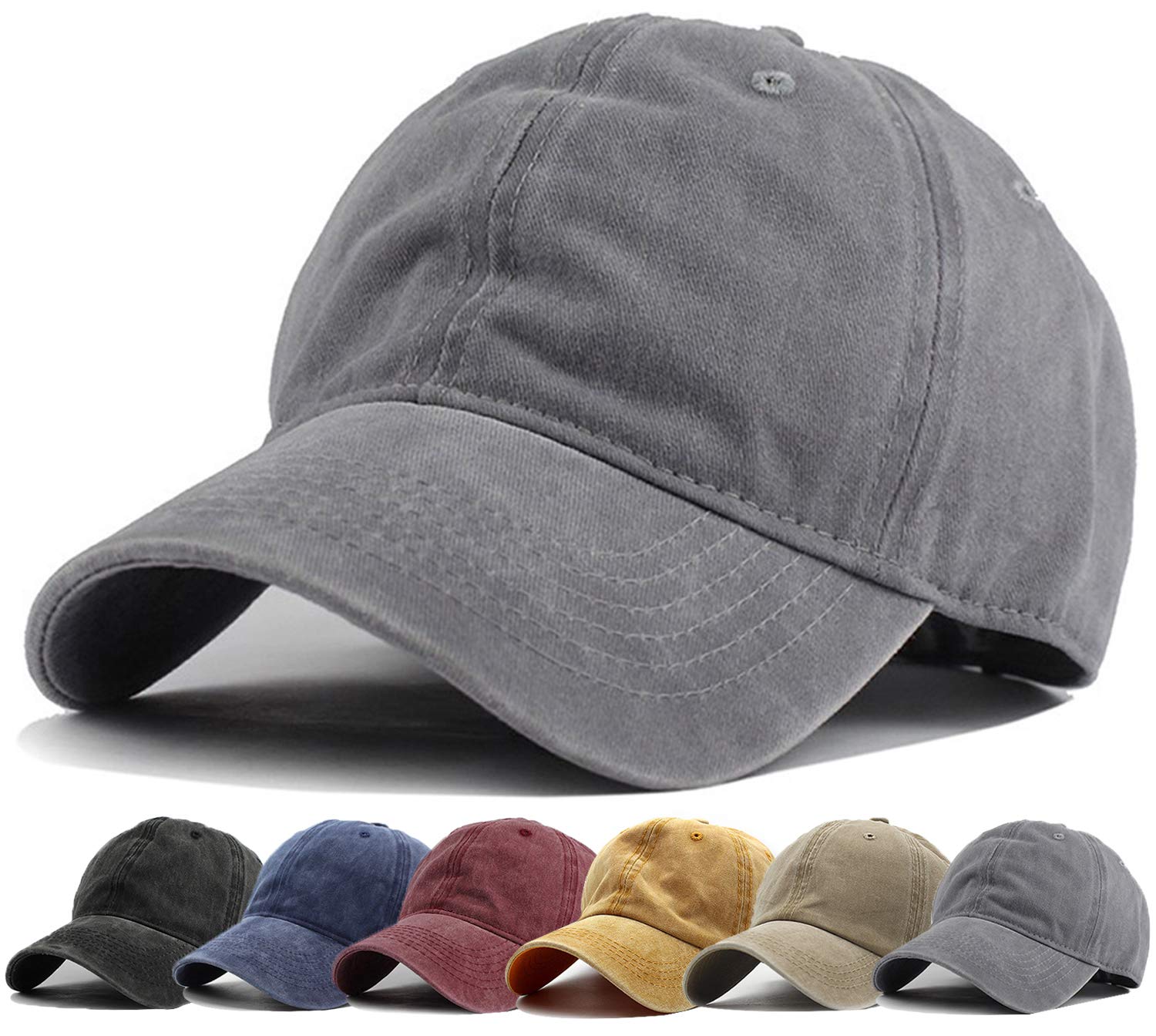 HH HOFNEN Men Women Washed Distressed Twill Baseball Cap Vintage Adjustable Dad Hat