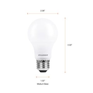 SYLVANIA LED A19 Light Bulb, 60W Equivalent, Efficient 9W, Medium Base, Dimmable Frosted 3500K Bright White, 4 pack