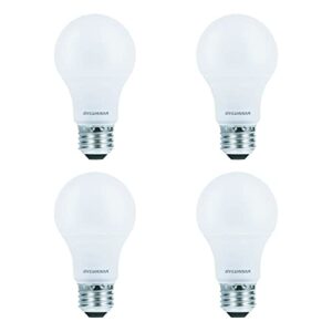 SYLVANIA LED A19 Light Bulb, 60W Equivalent, Efficient 9W, Medium Base, Dimmable Frosted 3500K Bright White, 4 pack