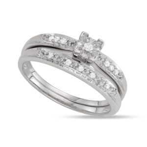 Hdiamonds 1/10 Carat Total Weight (cttw) Sterling Silver, White Diamond, Bridal Promise Ring for Women (Size: 8)