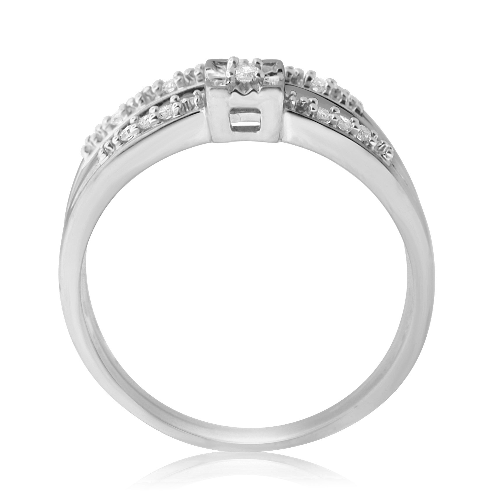 Hdiamonds 1/10 Carat Total Weight (cttw) Sterling Silver, White Diamond, Bridal Promise Ring for Women (Size: 8)