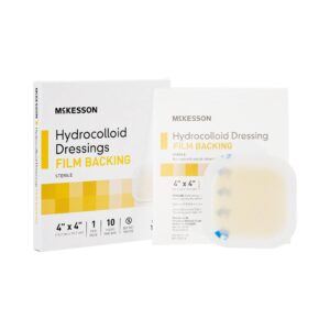 McKesson Hydrocolloid Dressing, Sterile, Film Backing, 4 in x 4 in, 10 Count, 1 Pack