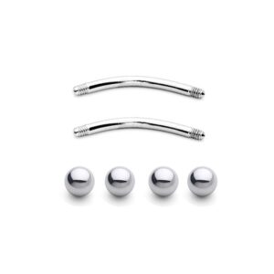 BodyJewelryOnline 16G 16mm Snake Eyes Tongue Piercing 316L Surgical Steel Curved Barbell Snake Eyes Tongue Ring Piercing Barbells 5/8 inch