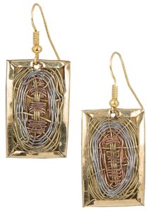 handmade 3 toned basket weave earrings | spunkysoul collection (rectangle)