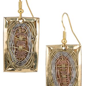 Handmade 3 Toned Basket Weave Earrings | SPUNKYsoul Collection (Rectangle)