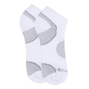 Columbia Women's 2 Pack Balance Point Walking Low Cut Socks, White, Shoe Size 4-10