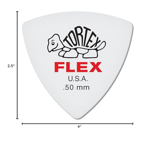 Dunlop Tortex Flex Triangle .50mm Red Guitar Pick-6 Pack, .50mm | White